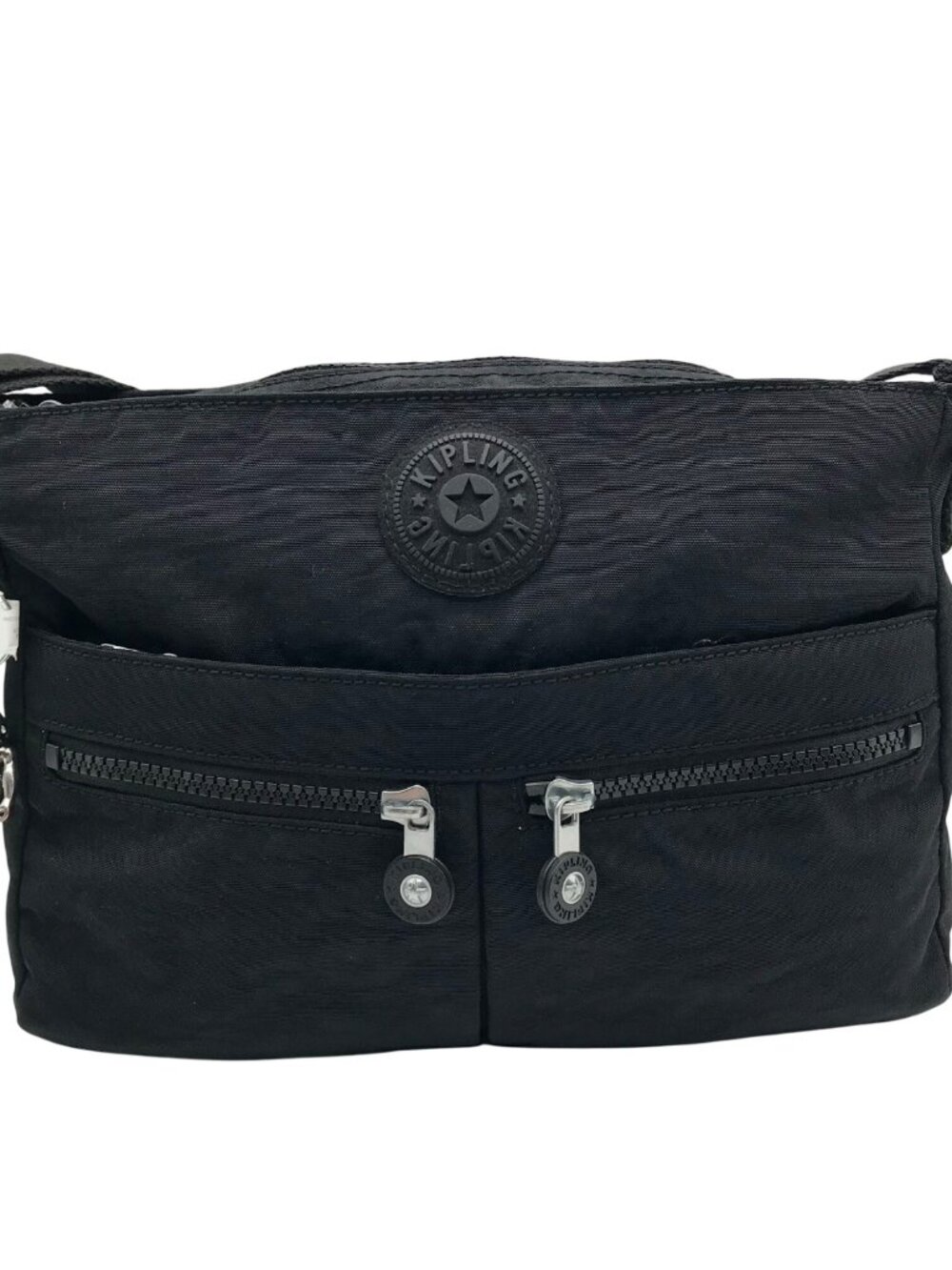 Kipling Black Noir Nylon Multipocket Angie Shoulder Bag